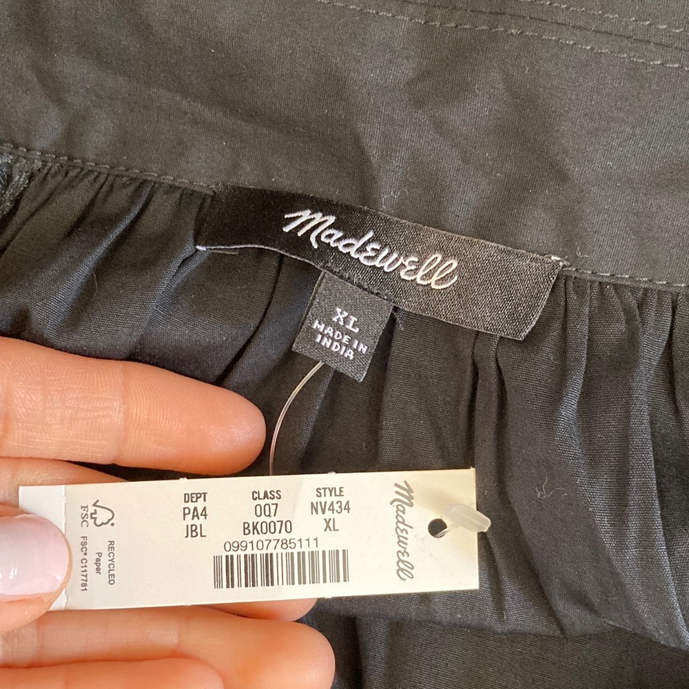 Madewell Poplin Splitneck Mini Shirtdress‎ XL Black - Picture 3 of 6
